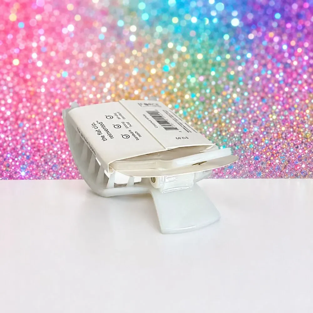 TELETIES Medium Flat Square Hair Clip in COCONUT WHITE New with Tags
